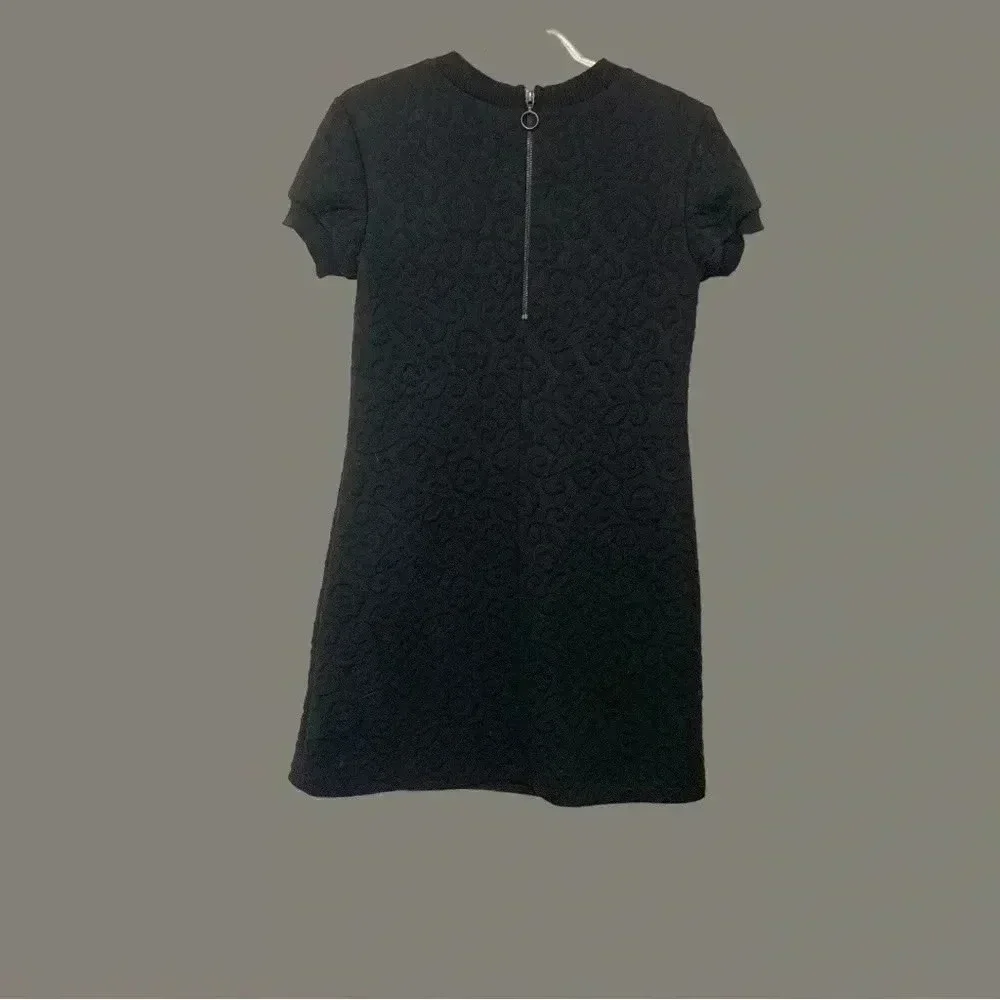 Zara Women brocade textured black, midi dress with  short sleeves - Picture 3 of 5
